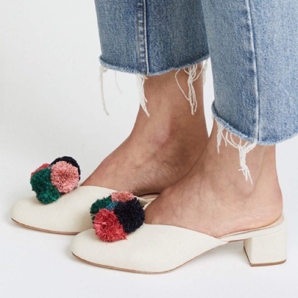 Loeffler Randall Lulu Pom Pom Canvas Mule 7.5